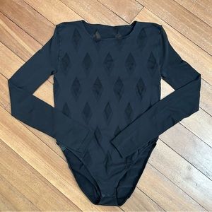 Wolford Diamond Design Long Sleeve Bodysuit Black